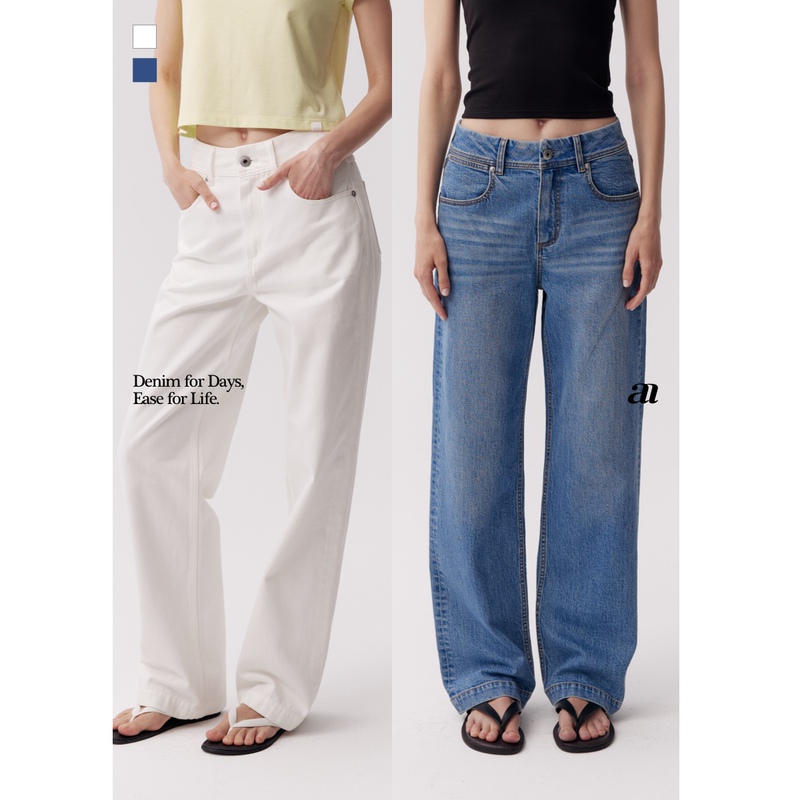 Madeinam【St7 Wide Waistband Loose Straight-Leg Pants】Vintage Washed Tummy-Control Wide Waistband Straight-Leg Jeans Madeinam【St7 Wide Waistband Loose Straight-Leg Pants】Vintage Washed Tummy-Control Wide Waistband Straight-Leg Jeans