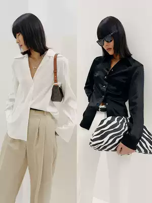 MADEINAM Japan imported Mitsubishi double-sided acetic acid_triacetic acid French lazy long sleeve shirt