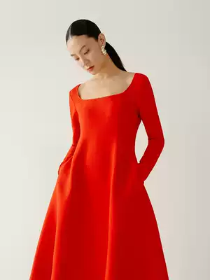 MADEINAM 2021 new custom high-end 52mm silk hair dye tomato red pendulum shape dress skirt