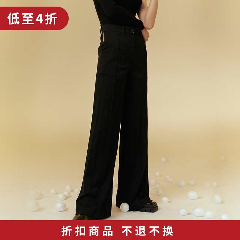 MADEINAM2020 heavy lbs customised 60 fine imitation wool 100 pleat craftsmanship metal embleged with wide leg casual Western pants