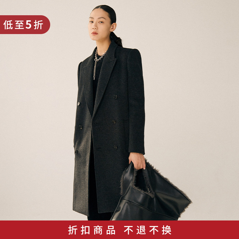 MADEINAM2020 autumn winter high set quality cotton wool G Jane H profile custom grey black cushion shoulder jacket big coat