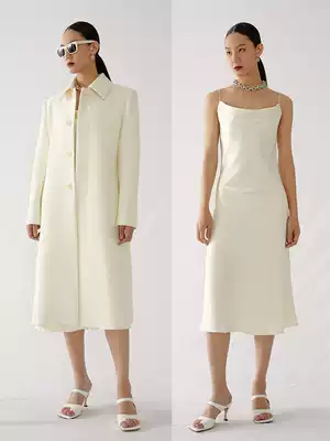 MADEINAM Valentine's Day limited_wool three open coat Italian Vintage drop silk goddess skirt