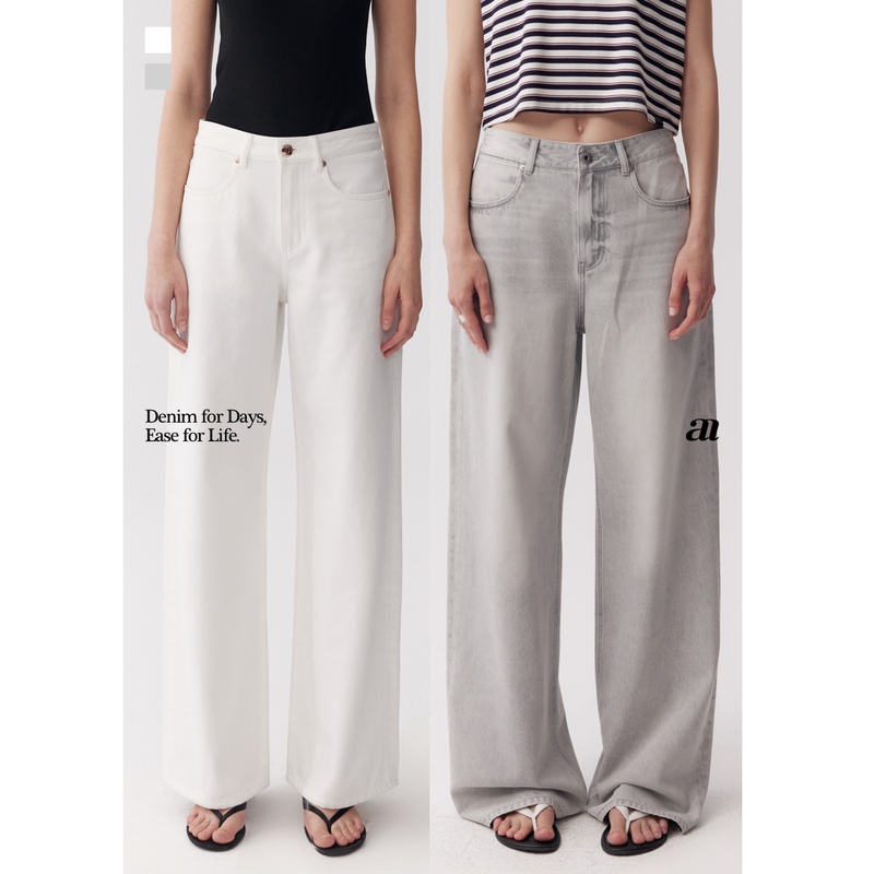 Madeinam【St10 Pure White Low-Rise Straight-Leg Pants】High-Quality Cotton Denim Casual Low-Rise Straight-Leg Jeans Madeinam【St10 Pure White Low-Rise Straight-Leg Pants】High-Quality Cotton Denim Casual Low-Rise Straight-Leg Jeans