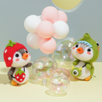 Wool Felt Poke Poke Fun Artisanal Diy Cat Material Bag Penguin Key Button Pendant Creative Doll Doll Gift