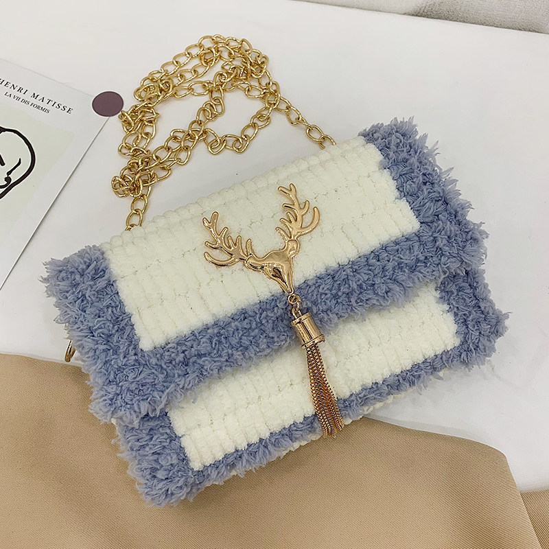 Homemade bag weaving handmade diy wool hand sewing material bag grid homemade Christmas gift for girlfriend