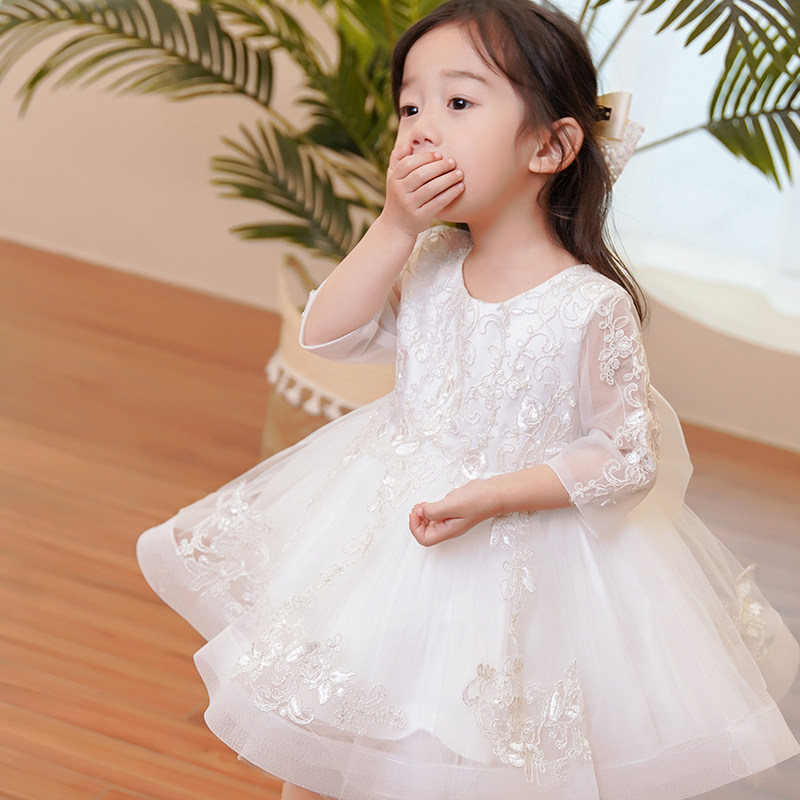Daughter's birthday girl's princess Yang Yang Spring and Autumn Powder Dress Children's Wedding Ocean