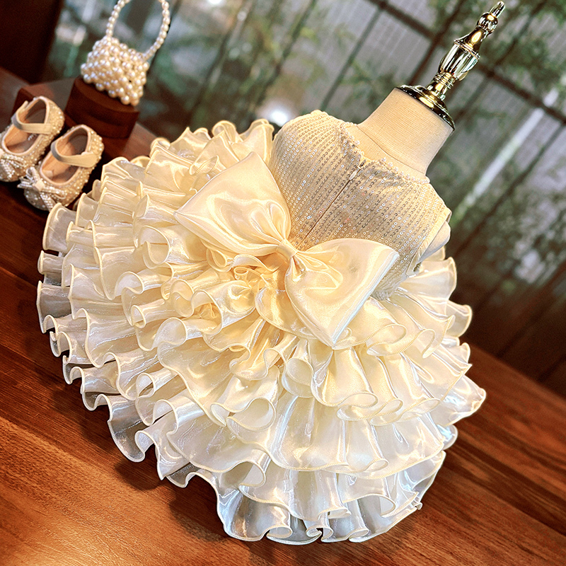 One-Year-Old Baby Girl Dress for Summer, Birthday Party, First Birthday Outfit, Infant Girl Puffy Spring Princess Dress