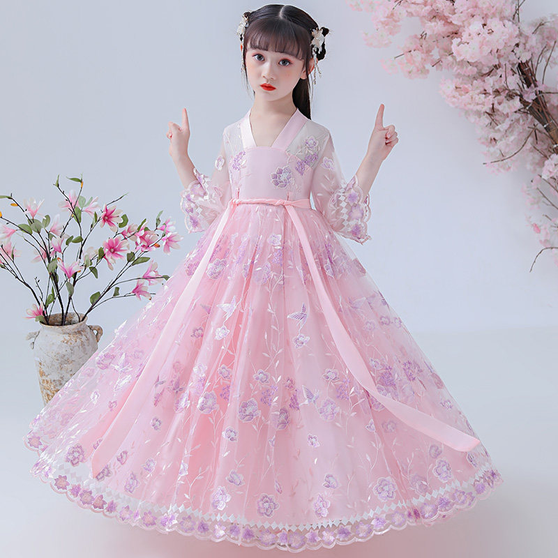 Ancient Girl Super Fairy New Han Wear Summer Show Performance Mid-Autumn Children's Princess Girl Super Fairy Chinese Fence