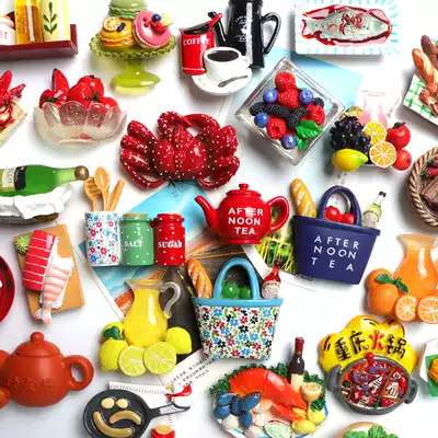 Creative European and American style simulation food afternoon tea refrigerator patch magnet refrigerator decoration magnet patch tourist souvenir