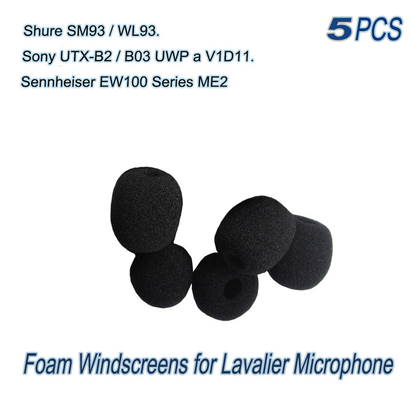 5 Pack Shure SM93 SONY UTX-B2 ME2 Small Lavalier Microphone Sponge Cover Mic Cover Pop
