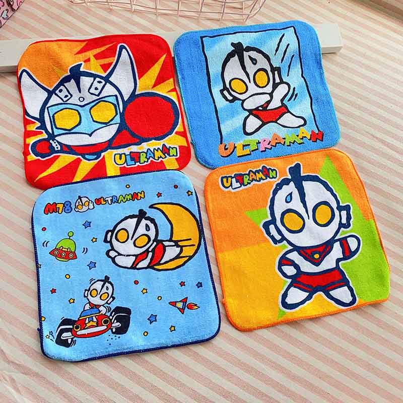Cartoon Pure Cotton Ultraman Handkerchief Small Square Towel Cute Boy 20cm Kindergarten Kidsren Baby Small Towel