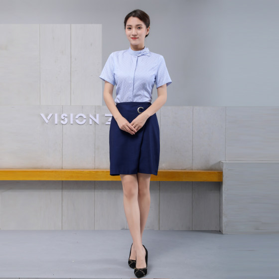新款中国移动工作服女短袖衬衫衬衣移动公司营业员职业制服工装裙