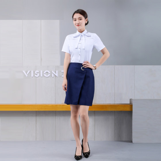 新款中国移动工作服女短袖衬衫衬衣移动公司营业员职业制服工装裙