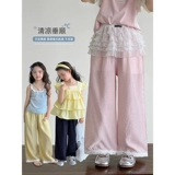 Штаны, летняя летняя одежда, тонкое средство от комаров, в корейском стиле, из хлопка и льна