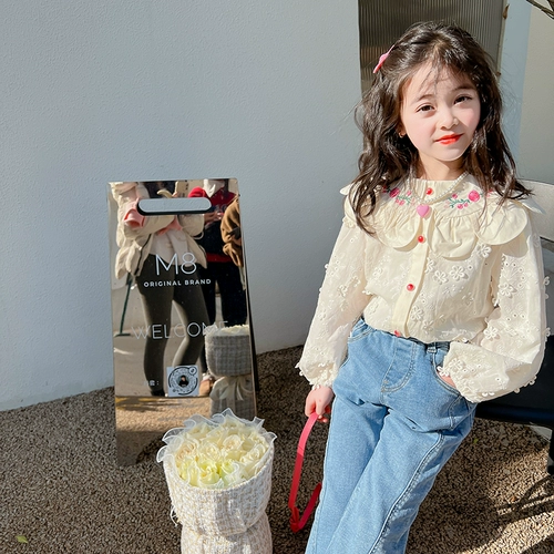 Рубашка, детский весенний лонгслив для девочек, подходит для подростков, в западном стиле, коллекция 2023