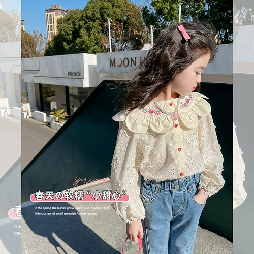 Рубашка, детский весенний лонгслив для девочек, подходит для подростков, в западном стиле, коллекция 2023