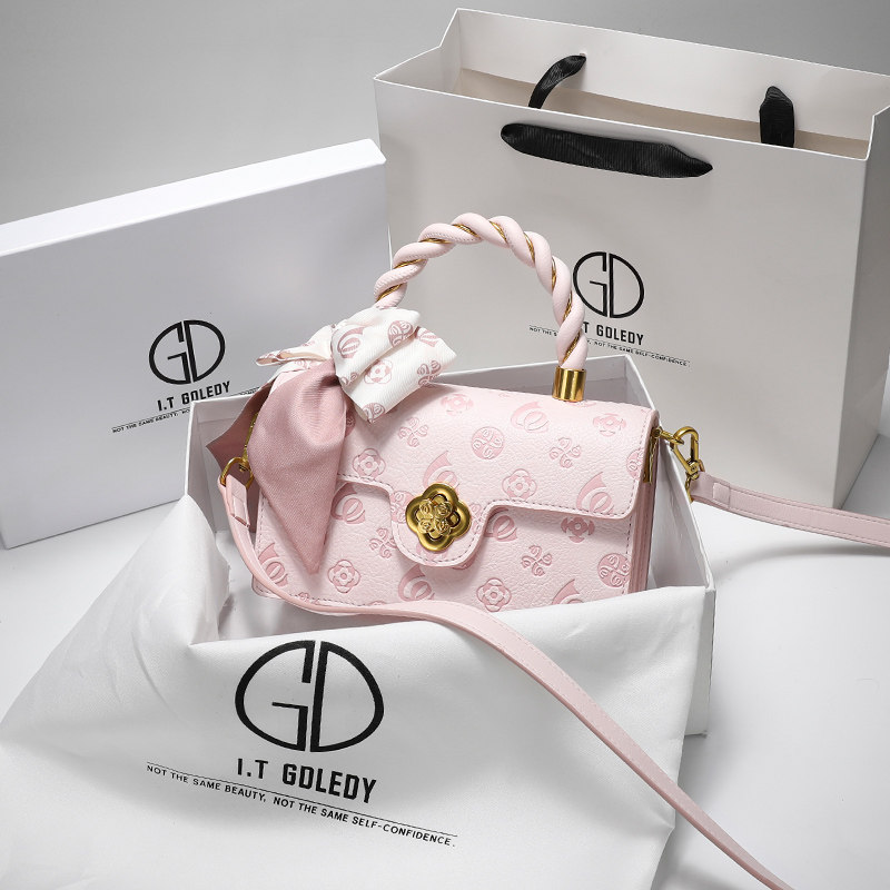 Hong Kong IT GDLEDY leather niche bag 2021 new summer embossed pink portable messenger small bag female