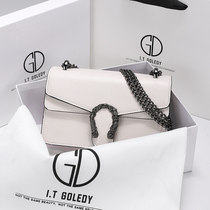  Hong Kong IT GDLEDY high-end bacchus bag leather female 2021 new messenger chain small square bag trend