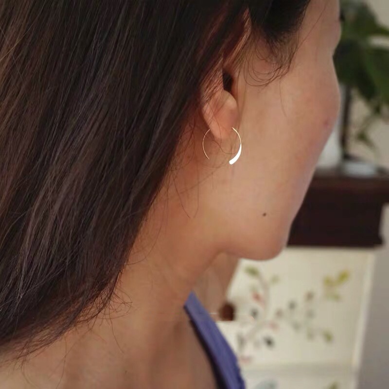 Handmade without fading US Imports 14k Note Gold Baugold Minimalist Earrings Earrings 100 Hitch S925 Pure Silver