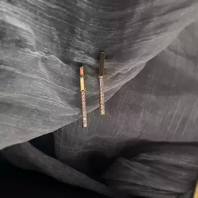 MIMI hand made 18K gold 925 silver needle simple zircon square ear needle mosquito coil ear clip earrings female