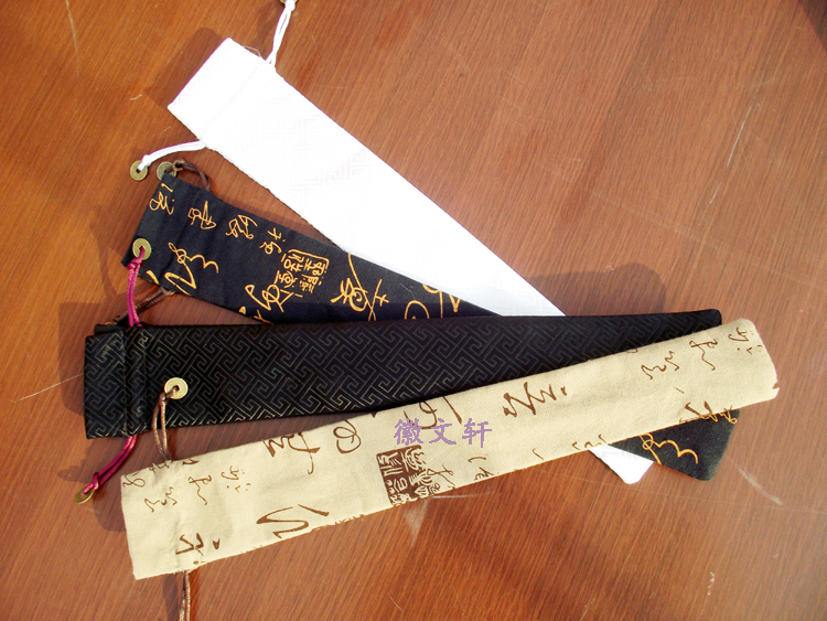 Hangrain silk fan cover 10 inch fan bag Chinese wind male fan folding fan bag country painting pure handmade new product