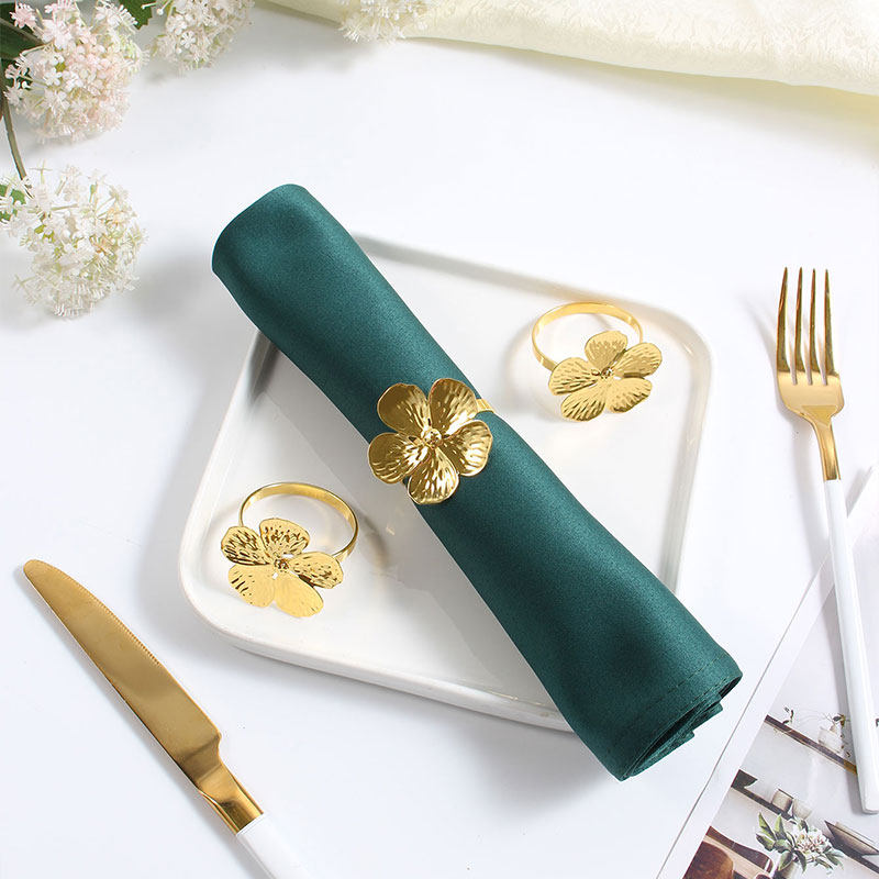 ホテル向けの中国風およびヨーロッパ風ナプキンクリップ、ステンレス製のカラフルな花柄ナプキンリング、西洋料理のためのシンプルでモダンな装飾。