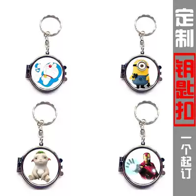 Peripheral double-sided keychain photos to map creative customization diy send friends makeup mirror cute pendant gifts