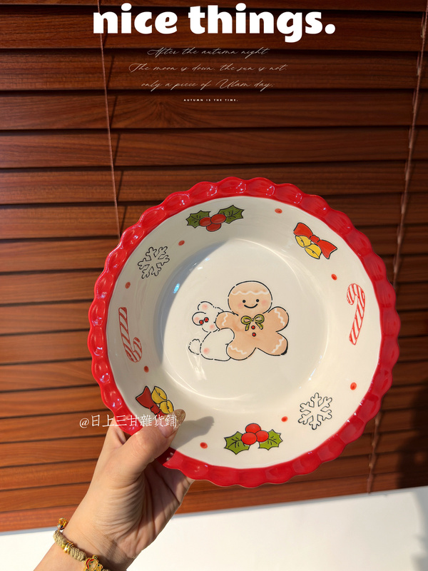 Blue Lotus Christmas Rabbit Hand-Painted Underglaze Breakfast Plate High-Value Tableware Set Gift Box Home Dining Plate Ceramic Blue Lotus Christmas Rabbit Hand-Painted Underglaze Breakfast Plate High-Value Tableware Set Gift Box Home Dining Plate Ceramic