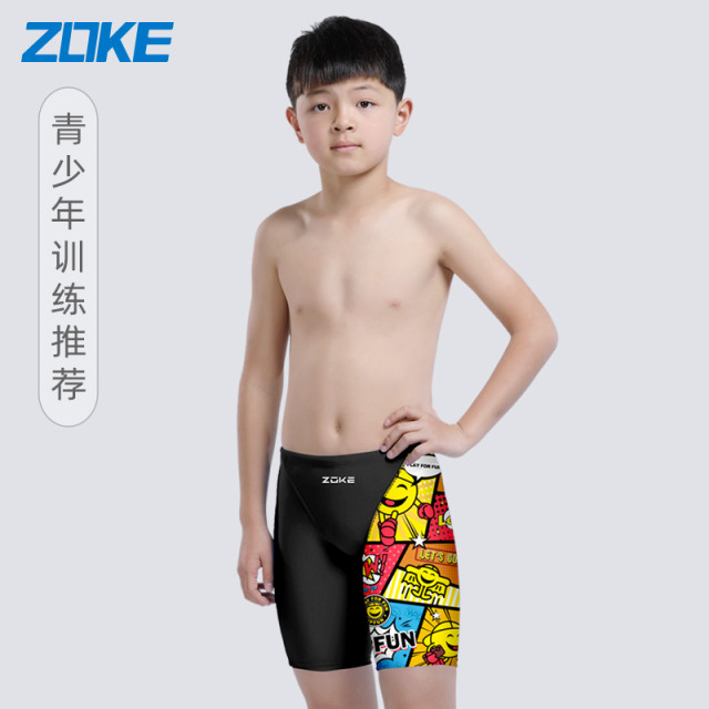 2021 New ZOKE Zhouk Teenagers Boy Training Professional 50% Swim Pants Naughty Play Series