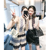 (cherry France) 19 spring and summer womens dress sleeveless hollowed-out lace dress