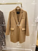 Cherry French maje20 autumn winter lapel solid color double-sided woolen long coat coat womens MFPOU00476