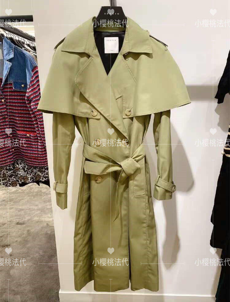 sandro20 autumn winter new women's clothing shoulder detachable daily commuter windcoat SFPOU00262