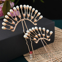 Handmade natural freshwater pearl hair row hairpin hairpin hair comb insert comb ancient style Hanfu hair accessories antique headdress