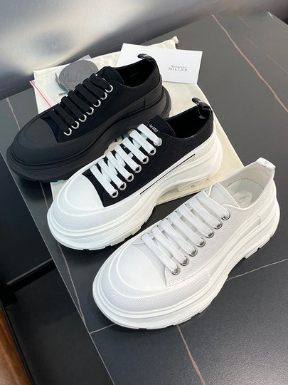 [Paula Xiao Tong] Thick-Soled Height-Increasing Canvas Shoes for Women, Platform Sole, Versatile Lace-Up Low-Top Dad Shoes, Trendy Thick-Soled Shoes
