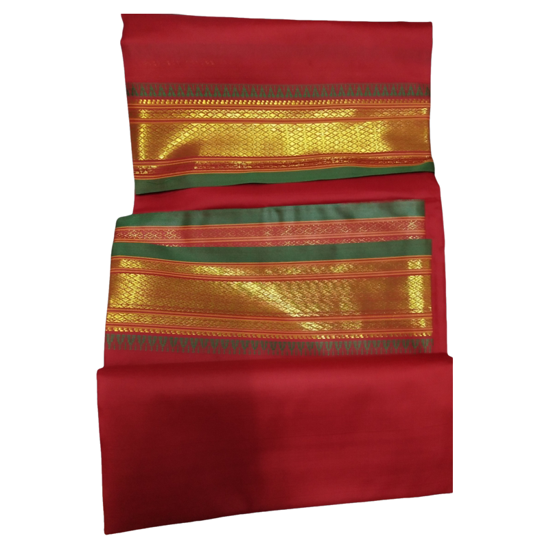 South Indian Blended Simple Style Saree with Gold Trim, Suitable for Home Service, Festivals, Celebrations, and Puja South Indian Blended Simple Style Saree with Gold Trim, Suitable for Home Service, Festivals, Celebrations, and Puja