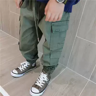 (Japanese tooling) Zhongda children spring and autumn cotton boys overalls pants casual knot big butt pants winter