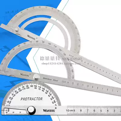 Stainless iron woodworking angle ruler Multi-function high-precision industrial student protractor Angle gauge regulator measuring instrument