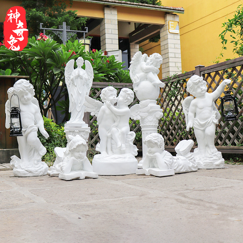 Flower Garden Hotel Church European Angel Sculpture House Courtyard Roman Column Cupid Fiberglass Character Ornaments