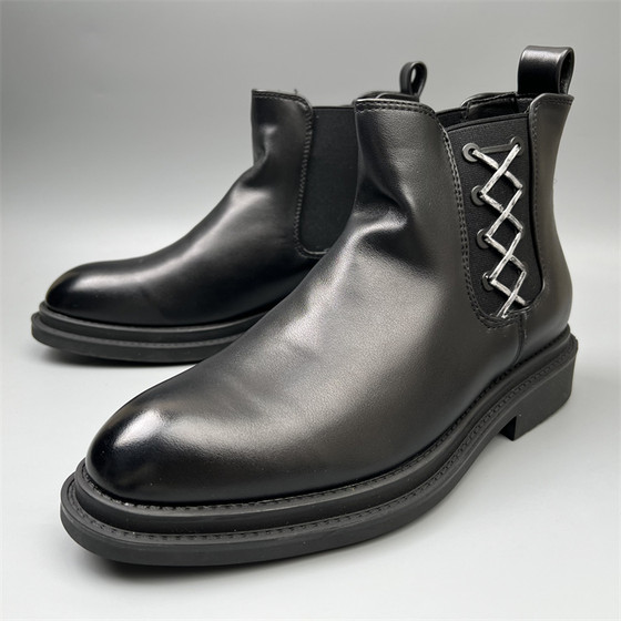 切尔西靴男断码孤品撤柜牛皮厚底真皮男靴子厚底潮款英伦中帮皮鞋