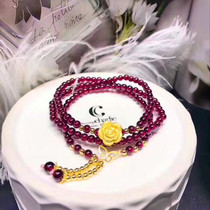 Natural 5m garnet three-ring bracelet silver necklace with exclusive custom sterling silver