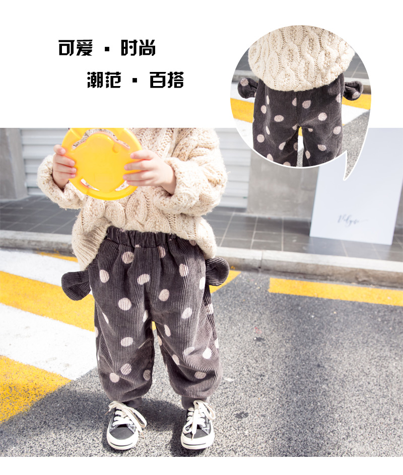 Quần bé gái mới 2018 quần nhung kẻ bé gái 0-2-3 tuổi cộng với quần nhung dày 4 mùa đông quan jean tre em