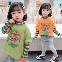 Female baby New Korean autumn T-shirt 2020 girls 1-2-3-4 years old girl round neck casual bottoming coat tide