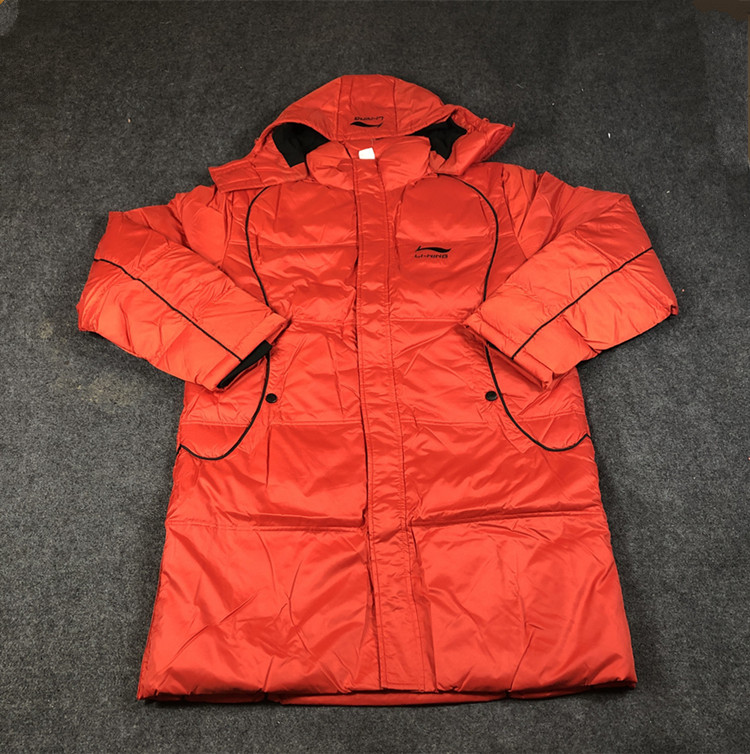 Li Ning sponsored CUBA basketball player version of men and women in the long version of the knee down jacket big red warm cold coat