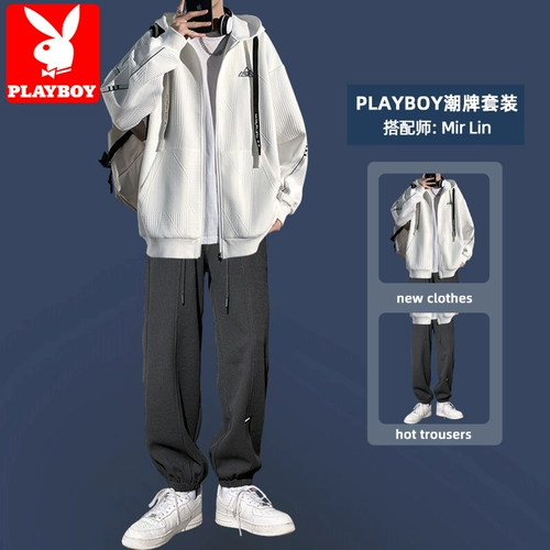 Playboy, толстовка с капюшоном, цветная куртка, комплект, осенняя, в американском стиле, оверсайз