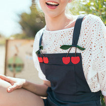 MIUSU 18 new college style cute sister paper must enter Cherry Cotton high waist with shorts