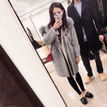 miusu21 winter clothes new anti-season imitation sheep cut wool real fox hair gray medium long fur coat coat women