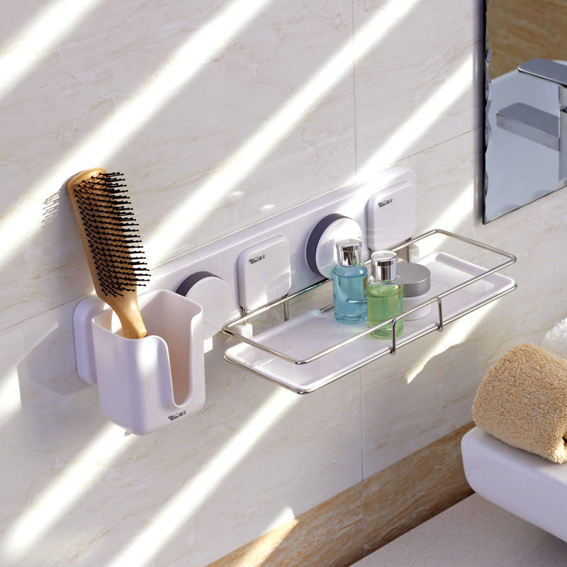 Carabao Suction Cup Bathroom Shelve Toilet Washroom Wash Stand for Perforated Wall-mounted Shower Dressing Room