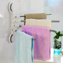 Garbo suction cup towel rack non-perforated stainless steel rack toilet bathroom folding towel bar double rod three or four rods