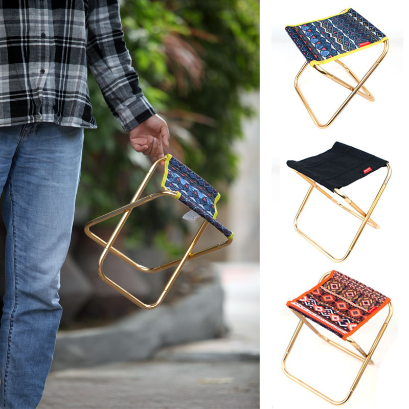 Outdoor exposed Aluminum alloy lightweight portable folding chair Train small bench Fishing line Mazza thickened and firm