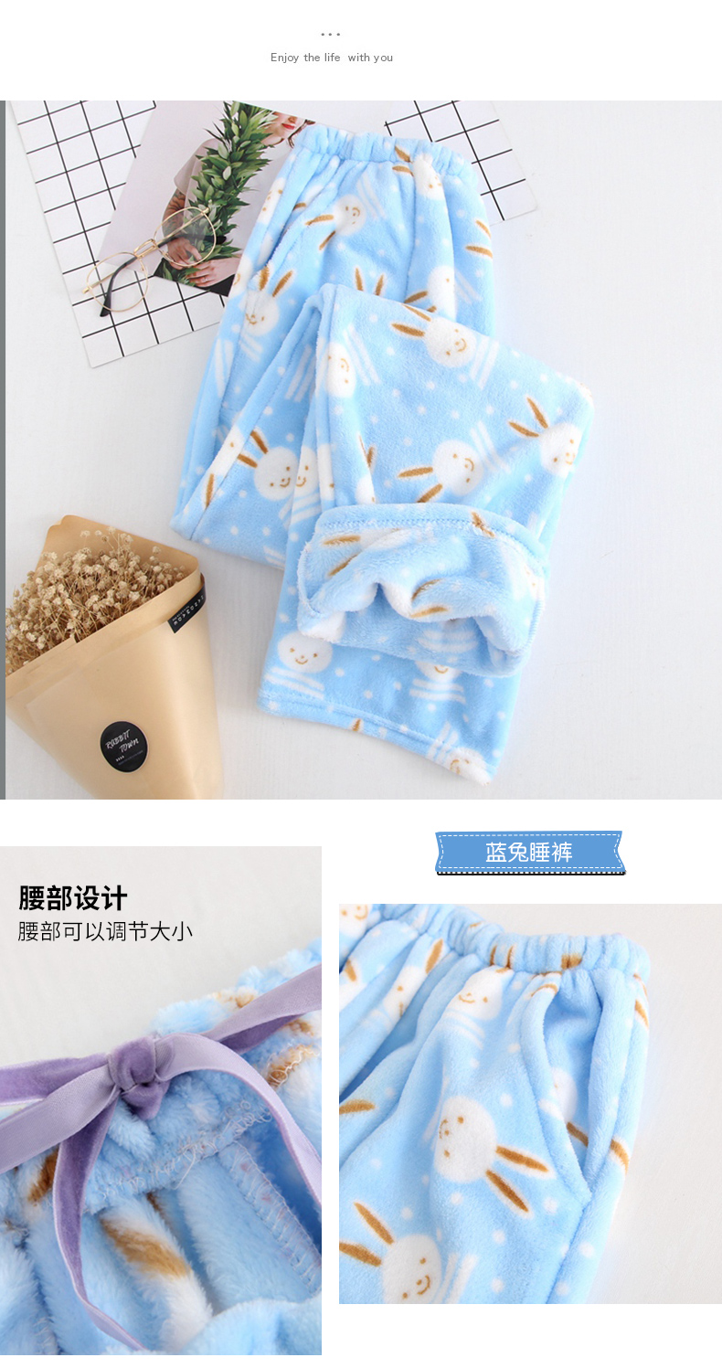 Flannel Pyjama Phụ nữ mùa thu và mùa đông Đồ ngủ trung niên Quần nỉ lông cừu nhà Quần dày cộng với nhung Mẹ dài Quần cỡ lớn quần lửng nữ